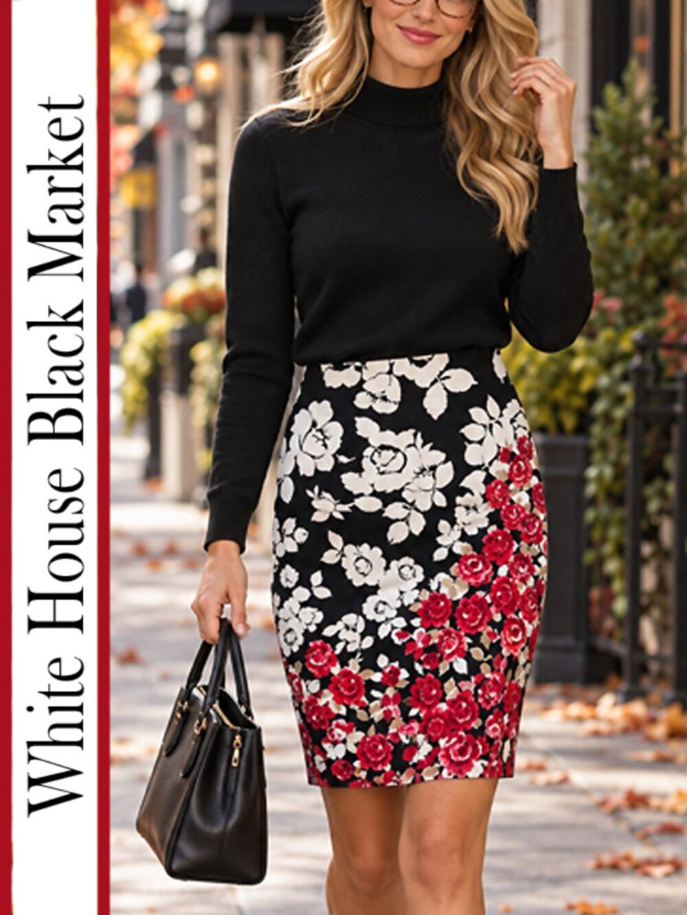 WHBM | 'Rose Garden' Floral Print Pencil Skirt